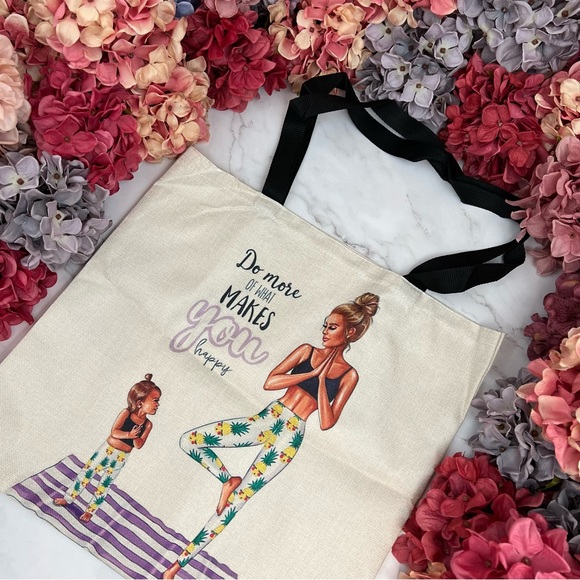Eco-Friendly Yoga Mama with Little One Folding Tote Bag - Picture 4 of 14